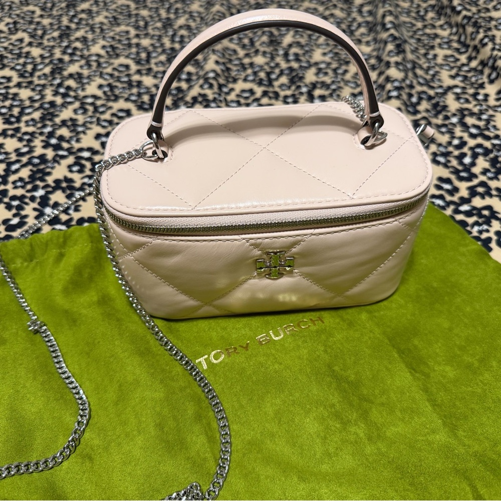 Tory Burch Pale Pink Quilted Top-Handle Mini Crossbody